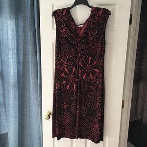 London Times Woman brown dress with coral 16W